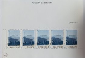 Postage stamp dedicated to raising Azerbaijani flag in Khankendi issued in Amsterdam
