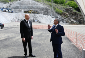 President Ilham Aliyev inspects progress of reconstruction of Khankendi-Shusha-Lachin highway
