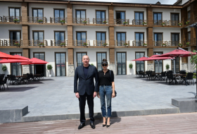  Azerbaijani president and first lady attend opening of new hotel in Zangilan 