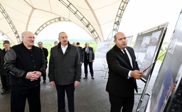  Presidents of Azerbaijan and Belarus review Fuzuli city`s master plan 