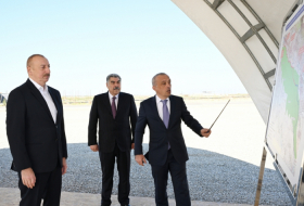  President Ilham Aliyev laid foundation stone for Shirvan irrigation canal in Hajigabul district 