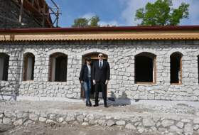 President Ilham Aliyev oversees ongoing restoration work at Uzeyir Hajibeyli House Museum in Shusha
