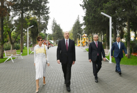  Azerbaijani president, first lady view conditions created at reconstructed park in Baku 