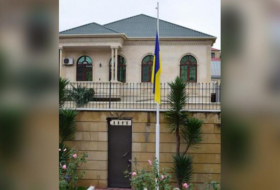   Ukrainian Embassy to Azerbaijan lowered flag  