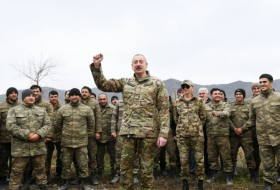  President Ilham Aliyev raises Azerbaijani flag in liberated Gubadli and Zangilan districts -PHOTO