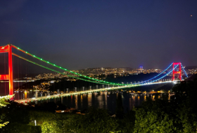 Istanbul bridges light up in colors of Azerbaijani flag -  PHOTO 