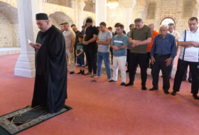   Former IDPs participate in Eid al-Adha prayer at mosque in Shusha   