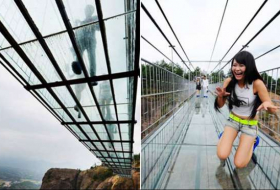 China`s New Glass-Bottom Bridge Cracks - 3,500 Feet Above Earth