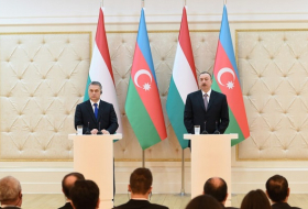 Azerbaijani president, Hungarian PM make press statements