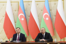   Azerbaijani, Polish presidents make press statements  
