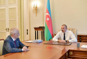  President Ilham Aliyev receives Deputy PM Hajibala Abutalibov as he submitted his resignation 