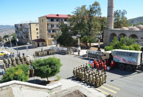 Azerbaijan MOD's and MIA's Personnel hold solemn march in Shusha