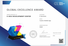   Azerbaijan’s “myGov” mobile application wins international award  