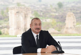  President Ilham Aliyev views work underway on Barda-Aghdam highway  