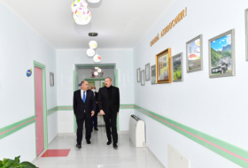  President Ilham Aliyev views work done at few facilities in Oguz 