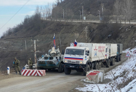 Supply vehicles of Russian peacekeepers move freely along Azerbaijan's Lachin-Khankendi road