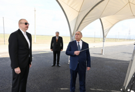 President Ilham Aliyev attends inauguration of highway in Hajigabul district