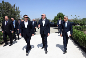 Presidents Ilham Aliyev and Sadyr Zhaparov tour Shahbulag Castle in Azerbaijan's Aghdam