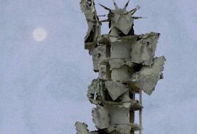 Syrian Statue of Liberty made from Aleppo rubble - PHOTO