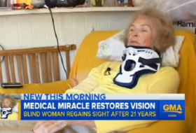 Blind woman regains her sight after falling over