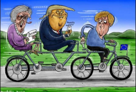 May, Trump and Merkel act in different manners - CARTOON