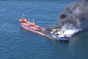 Efforts underway to extinguish fire on Russian tanker in Caspian, one person missing