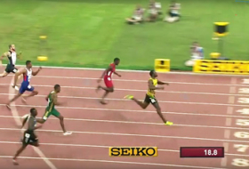 Usain Bolt starts jogging before the finish line, still destroys everyone